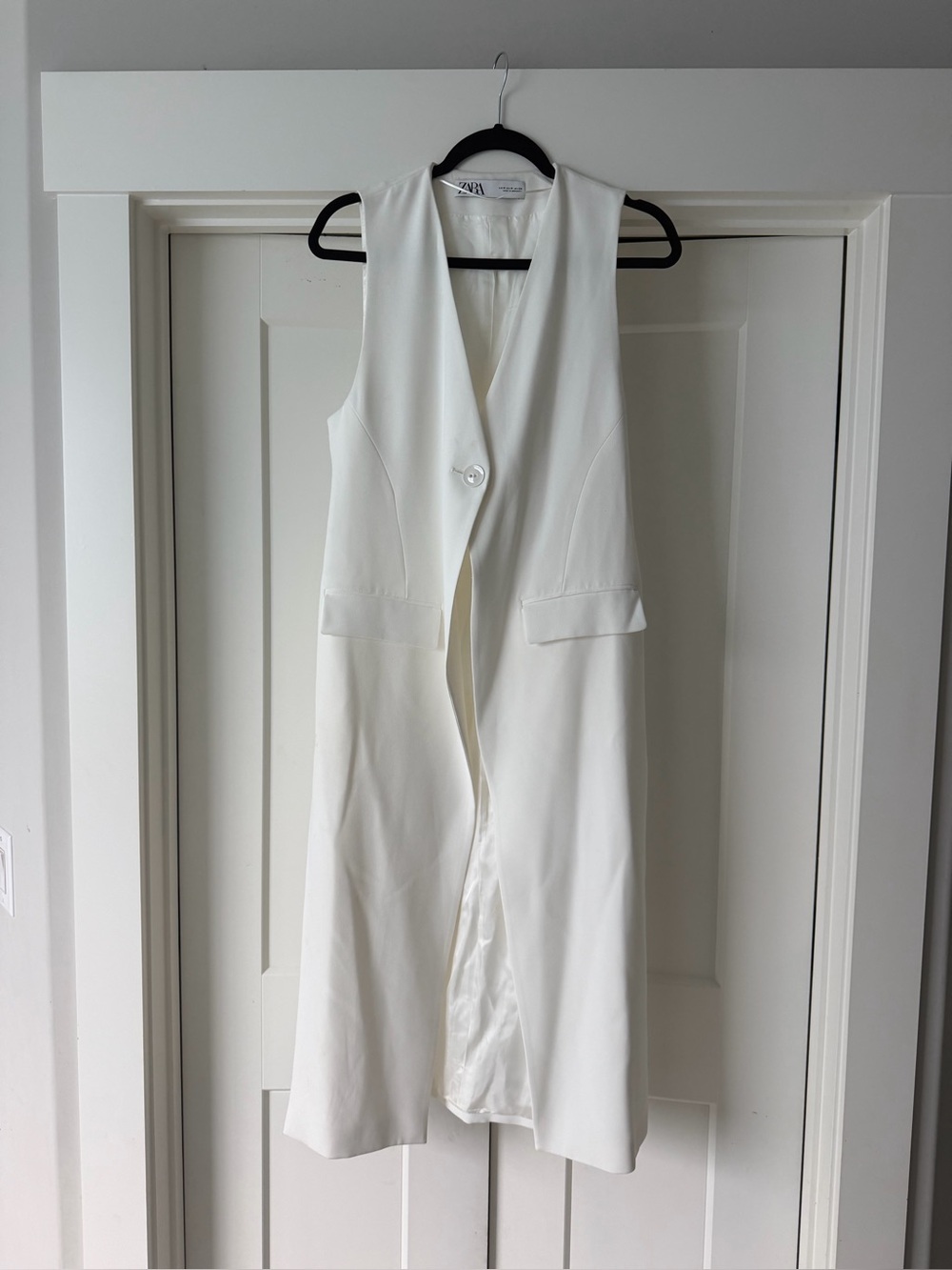 Zara One-Shoulder White Long Vest Dress